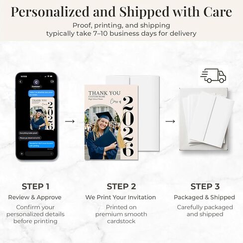 Personalized Graduation Thank You Cards with Photo, Class of 2026 Graduation Thank You Card, 5x7 Custom Thank You Cards with Envelopes in Kuwait