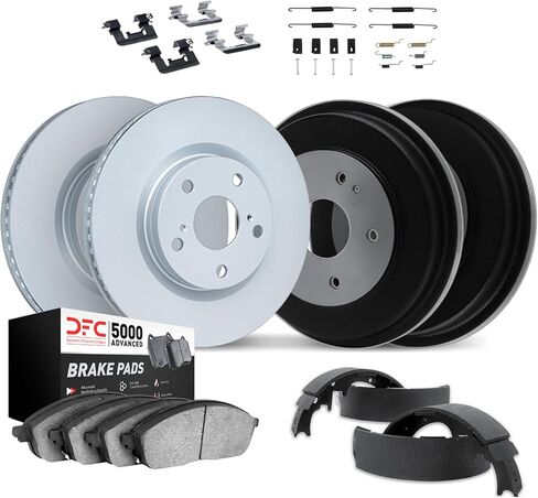 Dynamic Friction Company Front and Rear Brake Kit Fits 2013-2019 Nissan Sentra| 5000 Advanced Pads, Blank Rotors| Hardware, Drum, Shoes 11.4" Front & 11.3" Rear in Kuwait