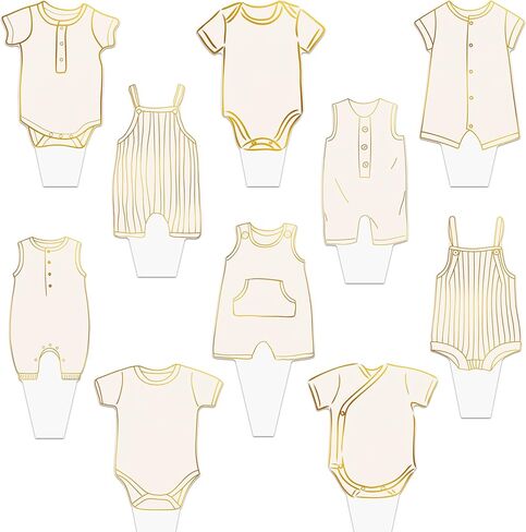 48Pcs Baby Shower Cupcake Toppers, 12 Designs Gender Neutral Baby Clothes Cake Decorations, Baby Shower Decorations for Gender Reveal Party Supplies in Kuwait