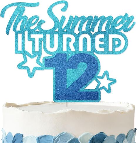 The Summer I Turned 12 Cake Topper - Cheers to 12 Years Old Party Decorations For Summer Beach Themed 12th Birthday Party Supplies Glitter in Saudi Arabia