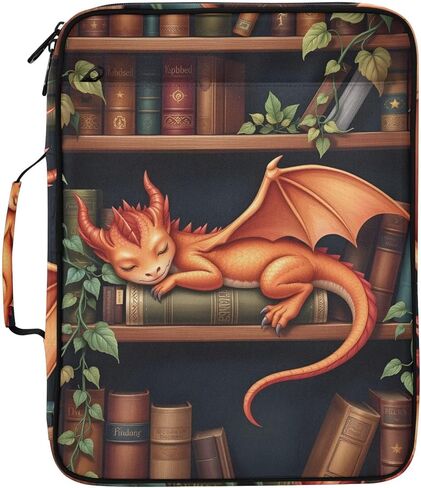 حقيبة ALAZA Dragon Bookshelf ذات 3 حلقات مع منظم ملفات الأكورديون 7 جيوب، حجم الحروف، محفظة ملفات قابلة للتوسيع ومجلدات حلقية in Kuwait