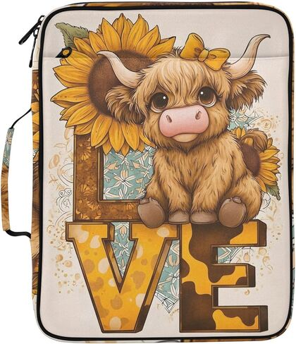 ALAZA Highland Cows Flowers Love 3 Ring Binder Bag with 7-Pocket Accordion File Organizer, Letter Size, Expandable Filing Folder Portfolio & Case Ring Binders in Kuwait
