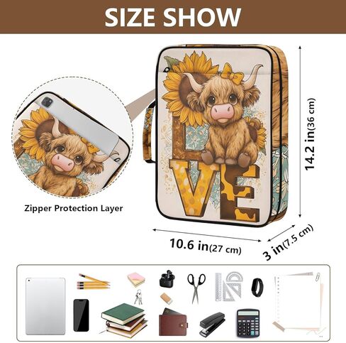 ALAZA Highland Cows Flowers Love 3 Ring Binder Bag with 7-Pocket Accordion File Organizer, Letter Size, Expandable Filing Folder Portfolio & Case Ring Binders in Kuwait