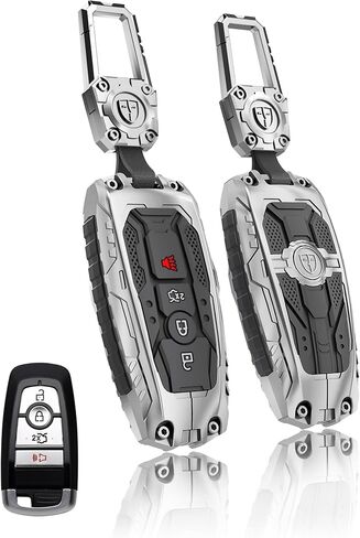 ملحقات حماية غطاء المفتاح الثقيل لـ 2018-2024 Ford Explorer F-150 Fusion Mustang Escape Edge Mustang Ranger Expedition Maverick Transport Key Fob (4 أزرار-أسود) in Kuwait