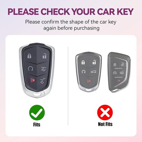6 Buttons Key Fob Cover with Diamond Bling Keychain, Compatible with Cadillac Escalade 2015-2020, TPU Smart Key Case and Rhinestone Heart for Women (White) in Saudi Arabia