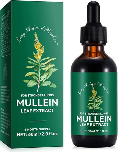 Mullein Drops for Lungs,Mullein Leaf Extract for Lung Cleanse and Respiratory Support,Mullein Herbal Supplements with Chlorophyll,Lung Cleanse Respiratory for Smokers(2.02fl.oz) in Saudi Arabia