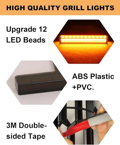 مصباح LED للشواية لـ 2025-2019 دودج رام 1500 2500 3500 ملحقات شبكة رابتور أضواء المصد الأمامي، 4 قطع (أصفر) in Kuwait