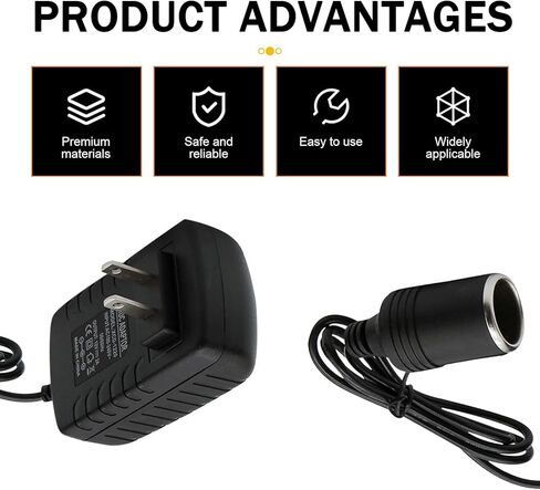 Car AC to DC Converter, 110-240V to 12V 2A Auto AC DC Converter Power Supply Adapter Transformer, 24W Car Cigarette Lighter Socket Adapter, for Most Cars (Black) in Kuwait