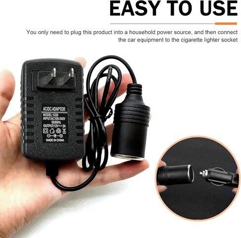 Car AC to DC Converter, 110-240V to 12V 2A Auto AC DC Converter Power Supply Adapter Transformer, 24W Car Cigarette Lighter Socket Adapter, for Most Cars (Black) in Kuwait