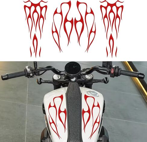 TOMALL Gas Tank Flame Vinyl Reflective Stickers for Motorcycle Car Automotive Exterior Universal Fuel Tank Fender Fire Stripes Decals Decoration Accessories (Silver-White) in Kuwait