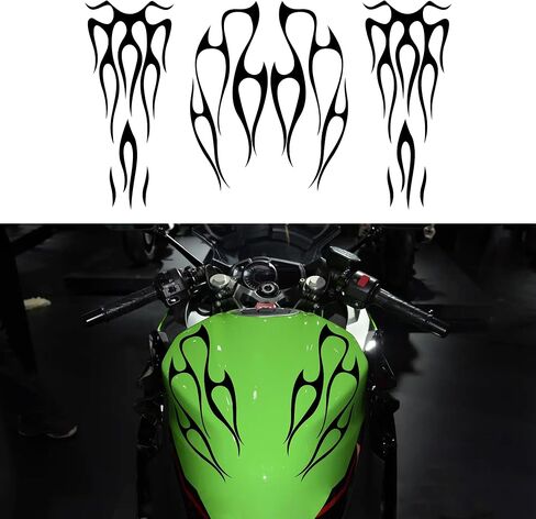 TOMALL Gas Tank Flame Vinyl Reflective Stickers for Motorcycle Car Automotive Exterior Universal Fuel Tank Fender Fire Stripes Decals Decoration Accessories (Silver-White) in Kuwait