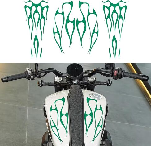 TOMALL Gas Tank Flame Vinyl Reflective Stickers for Motorcycle Car Automotive Exterior Universal Fuel Tank Fender Fire Stripes Decals Decoration Accessories (Silver-White) in Kuwait