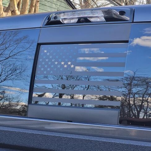 for Chevy Silverado/GMC Sierra 2019-2024 Back Center Sliding Window USA Flag Vinyl Sticker (Matte Black) in Saudi Arabia