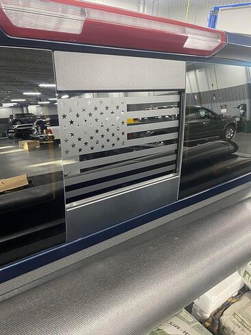 for Chevy Silverado/GMC Sierra 2019-2024 Back Center Sliding Window USA Flag Vinyl Sticker (Matte Black) in Saudi Arabia