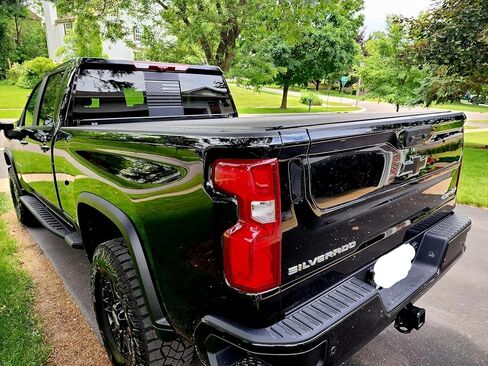 for Chevy Silverado/GMC Sierra 2019-2024 Back Center Sliding Window USA Flag Vinyl Sticker (Matte Black) in Saudi Arabia