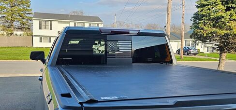 for Chevy Silverado/GMC Sierra 2019-2024 Back Center Sliding Window USA Flag Vinyl Sticker (Matte Black) in Saudi Arabia