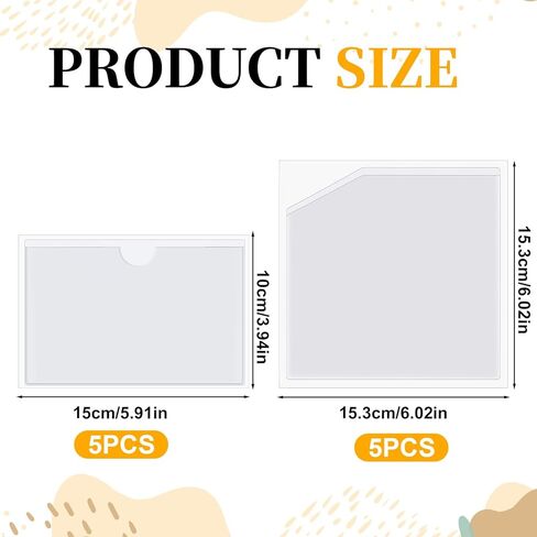 JJUNW 10 Pcs Adhesive Pockets for Planners, Journal Inserts Clear Adhesive Pockets PVC Index Top Open, Notebook Accessories for Planner Folder Self Sticky Clear Ideal Holder Binder Pocket in Saudi Arabia
