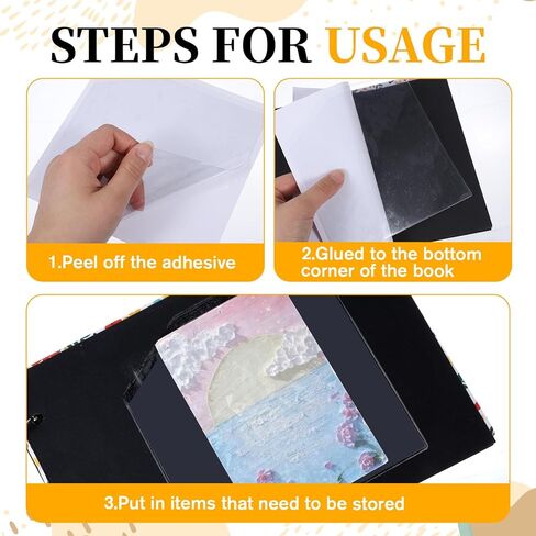 JJUNW 10 Pcs Adhesive Pockets for Planners, Journal Inserts Clear Adhesive Pockets PVC Index Top Open, Notebook Accessories for Planner Folder Self Sticky Clear Ideal Holder Binder Pocket in Saudi Arabia