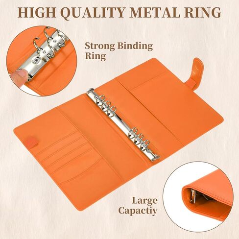 PATIKIL A5 Binder 6 Ring، غطاء حماية لدفاتر الملاحظات فضفاضة قابلة لإعادة الملء من جلد البولي يوريثان مع فتحة قلم وإبزيم مغناطيسي لمجموعة بطاقات الصور الفوتوغرافية، برتقالي in Kuwait