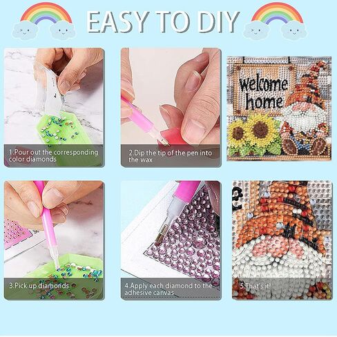 6 مجموعات من مجموعات الطلاء الماسي 5D للبالغين والأطفال، فن ماسي DIY لديكور جدار المنزل، وحيوانات لطيفة ومشاهد طبيعية بما في ذلك البومة، وحيد القرن، والجرو، والدلافين، والجنوم، والعجل، وديكور جدار المنزل 6 × 6 بوصة in Kuwait