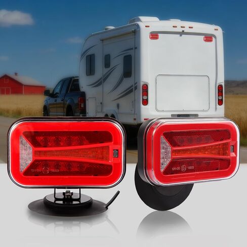 Wireless Trailer Lights Kit Magnetic – Rechargeable LED Tail Light, 90° Rotatable, 2.4GHz Wireless Transmission Up to 100FT, Waterproof Tow Lights for Truck, RV, Boat, Caravan in Saudi Arabia