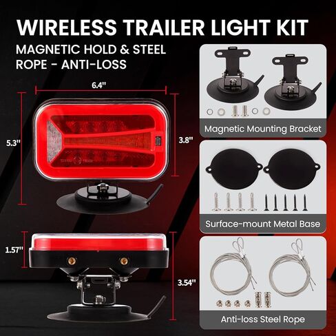 Wireless Trailer Lights Kit Magnetic – Rechargeable LED Tail Light, 90° Rotatable, 2.4GHz Wireless Transmission Up to 100FT, Waterproof Tow Lights for Truck, RV, Boat, Caravan in Saudi Arabia