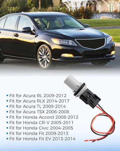 مقبس ضوء المصباح الجانبي / مقبس DRL مع حزام أسلاك مناسب لسيارة Honda Accord CR-V Civic مناسب لـ Acura TL TSX RL - استبدال 33305-S5A-003 33305S5A003 قطعتان in Kuwait