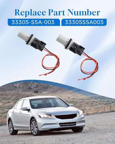 مقبس ضوء المصباح الجانبي / مقبس DRL مع حزام أسلاك مناسب لسيارة Honda Accord CR-V Civic مناسب لـ Acura TL TSX RL - استبدال 33305-S5A-003 33305S5A003 قطعتان in Kuwait