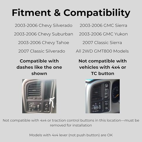 Custom Fit Dash Switch Panel for 1999-2007 Chevy Silverado & GMC Sierra GMT800 (NBS), 2 Rocker Switches - Factory Fit Interior Upgrade (2 Rocker Switches Included) in Saudi Arabia