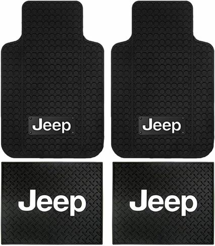 Jeep Logo Car Truck SUV Front & Rear Seat Rubber Floor Mats - 4PC in Kuwait
