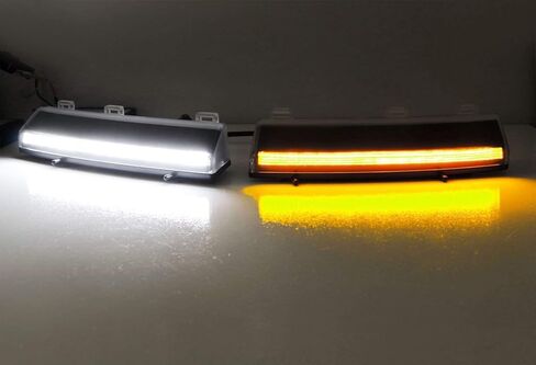 iJDMTOY المصد الأمامي Switchback LED أضواء النهار الجري المتوافقة مع 06-09 Nissan 350z LCI، استبدال عاكس المصد المناسب تمامًا مدعوم بمصابيح LED بيضاء وعنبرية in Kuwait