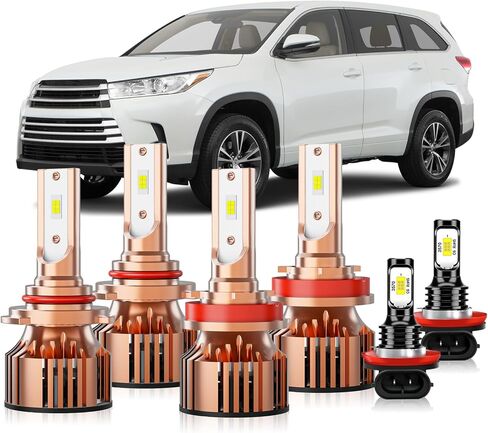 Fit For 2014-2022 Toyota Highlander Driving Light Bulb,6000K White Enhanced Visibility with Cooling Fan Fog Lights Bulbs Kits,Direct Installation,Pack of 6 in Saudi Arabia