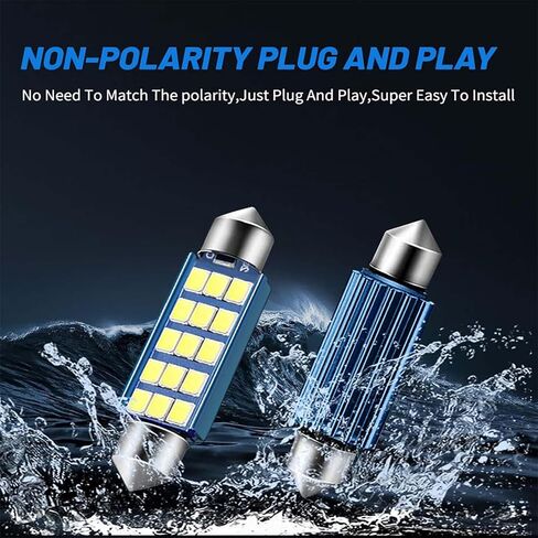2 PCS 578 LED Bulbs Extremely Bright 1.59inch 6500K White 2835 Chipsets 400LM for LED Interior Dome Map Door Lights Bulbs 211-2 212-2 569 6411 6451 41mm 42mm (White) in Saudi Arabia