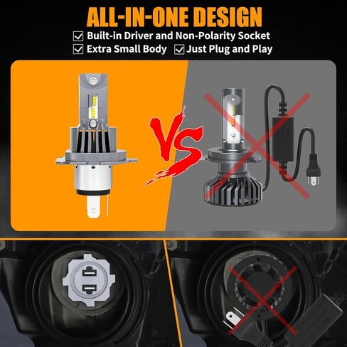Replacement Bulbs for Honda HR-V 2016-2018, High Low Beam Bulbs, Fog Light, 6500K Cool White, Flicker-Free, 50000 Hours Lifespan, Plug and Play, 4 PCS in Saudi Arabia