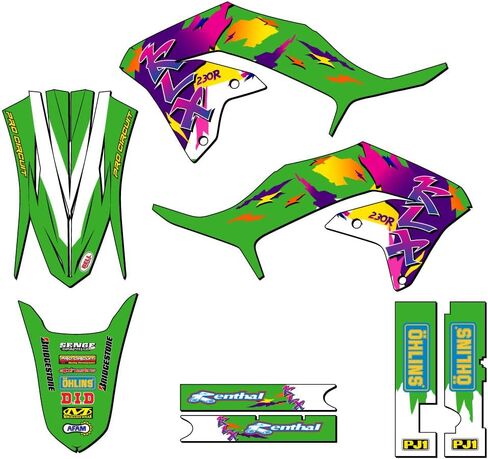 2020-2024 KLX 230 R THROWBACK Green Senge Graphics Base Kit Compatible with Kawasaki in Saudi Arabia