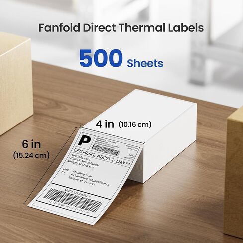 4x6 Direct Thermal Shipping Labels, Pack of 500, Perforated Fanfold, Commercial Grade Permanent Adhesive for Thermal Printers, Mailing & Shipping Packages in Saudi Arabia