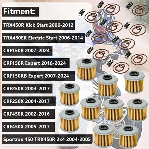فلتر زيت مع نوابض دائرية لـ TRX450R CRF150R CRF150R CRF150RB CRF250R CRF250X CRF450R CRF450X Sportrax 450 TRX450R 2x4، 15412-MEN-671 عنصر فلتر الزيت - 10 عبوات in Kuwait