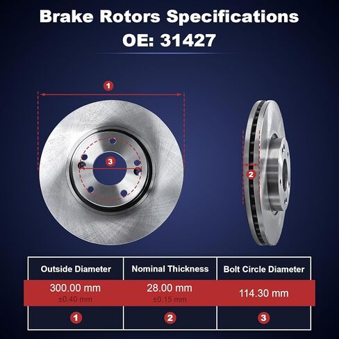 دوارات فرامل أمامية لسيارة Hyundai 06-16 Sonata، 10-15 Tucson، 13-17 Veloster Turbo، لكيا 10-18 Forte / Forte5، 10-17 Forte Koup، 11-16 Optima، 14-17 Rondo، 11-16 Sportage، دوارات فرامل قرصية in Kuwait