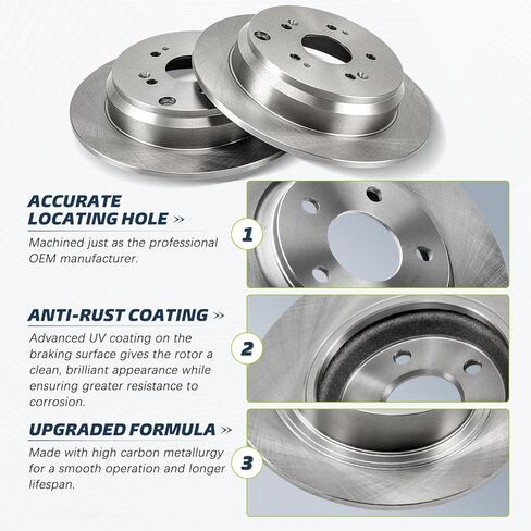 Rear Brake Rotors Compatible with 2005 2006 2007 2008 Chevrolet Cobalt, 2008 2009 2010 HHR, 2004 2005 2006 2007-2012 Chevy Malibu, Pontiac G5 G6 Pursuit, Saturn Aura Ion Brakes, 10.62" Rotor in Saudi Arabia