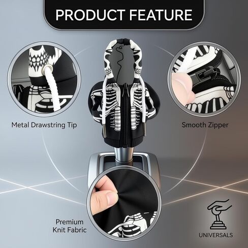 Funny Skull Style Car Gear Shift Cover,Comfortable Gear Shift Knob Cover with Zip for Car Decoration & Protection,Stick Shifts Covers Cars Interior Accessories Fit Most Auto Trucks in Saudi Arabia