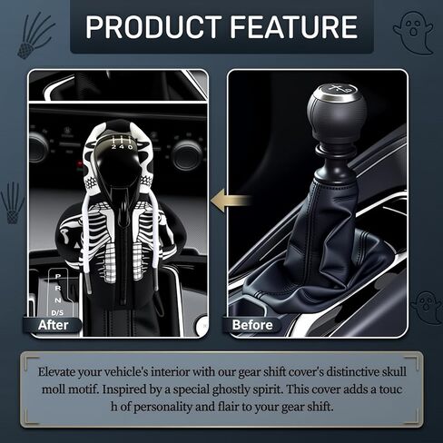 Funny Skull Style Car Gear Shift Cover,Comfortable Gear Shift Knob Cover with Zip for Car Decoration & Protection,Stick Shifts Covers Cars Interior Accessories Fit Most Auto Trucks in Saudi Arabia