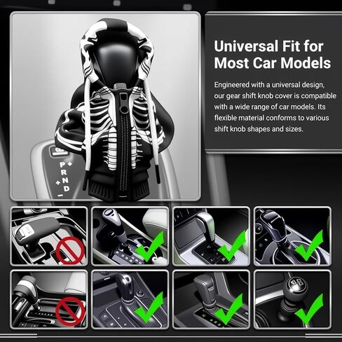 Funny Skull Style Car Gear Shift Cover,Comfortable Gear Shift Knob Cover with Zip for Car Decoration & Protection,Stick Shifts Covers Cars Interior Accessories Fit Most Auto Trucks in Saudi Arabia