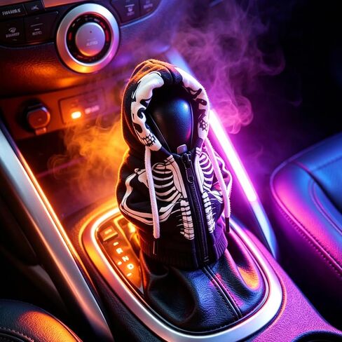 Funny Skull Style Car Gear Shift Cover,Comfortable Gear Shift Knob Cover with Zip for Car Decoration & Protection,Stick Shifts Covers Cars Interior Accessories Fit Most Auto Trucks in Saudi Arabia