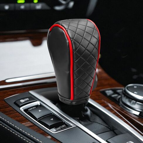 Leather Car Gear Shift Knob Cover, Shifter Cover, Dustproof Gear Shift Stick Protector with Diamond Embroidery, Anti-Slip Breathable Shifter Stick Protector Universal for Cars (Black) in Saudi Arabia