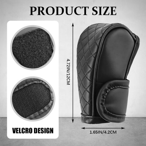 Leather Car Gear Shift Knob Cover, Shifter Cover, Dustproof Gear Shift Stick Protector with Diamond Embroidery, Anti-Slip Breathable Shifter Stick Protector Universal for Cars (Black) in Saudi Arabia