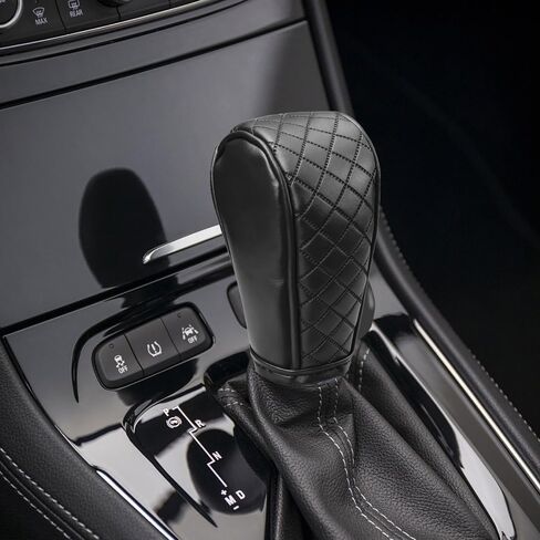 Leather Car Gear Shift Knob Cover, Shifter Cover, Dustproof Gear Shift Stick Protector with Diamond Embroidery, Anti-Slip Breathable Shifter Stick Protector Universal for Cars (Black) in Saudi Arabia