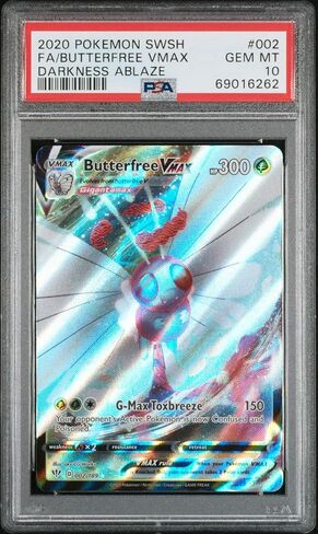 متدرج 2020 PKM Swsh FA Butterfree Vmax #002 Darkness Ablaze Trading Card Game PSA 10 Gem Mint in Kuwait