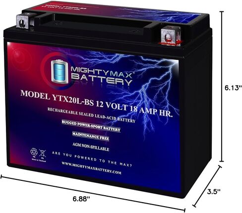 بطارية مايتي ماكس YTX20L-BS تحل محل جميع موديلات SeaDoo، باستثناء GTX 4-TEZ، RXP 94-07 in Kuwait