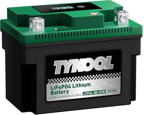 LFP4L-BS-STD Lithium Battery, Replaces YTX4L-BS, 140CCA 2.8Ah, Fits ATV Motorcycle Lawn Mower, Compatible with Polaris Outlaw 50 Honda Grom Troy-Bilt Mowers Digital Readout, Polarity [- +] in Kuwait
