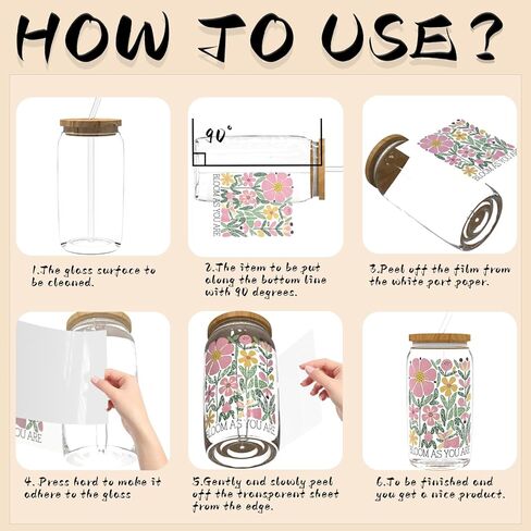 24pcs Boho Floral UV DTF Cup Wrap,UV DTF Cup Wraps for 16 oz,Glasses,Tables,Chairs,Computers,High Viscosity UV DTF Transfer Paper in Saudi Arabia